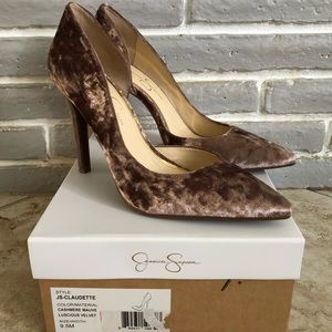 Jessica Simpson Claudette Mauve Velvet Heels